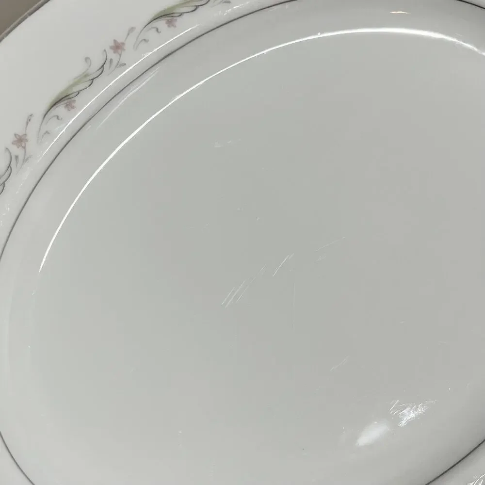 Vintage Larchmont‎ Fine China 8091 Japan Oval Serving Platter Floral Silver 14